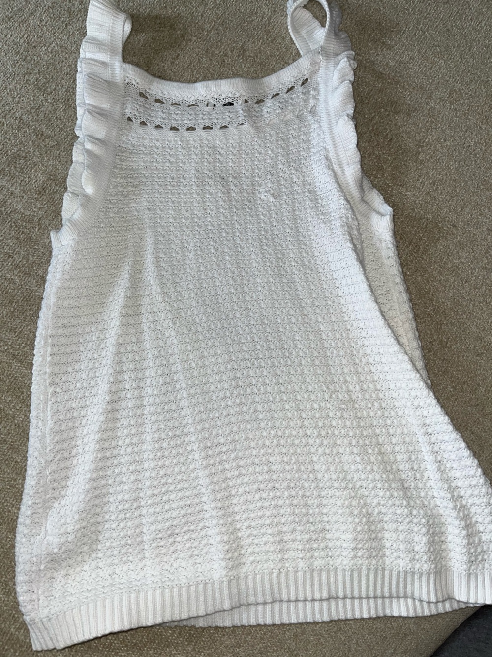 J. Crew White Knit Ruffle-Strap Tank - Picture 3 of 5